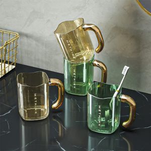 Gelas air minum kristal transparan/Gelas kumur/W4058 Gelas tempat sikat gigi dan odol