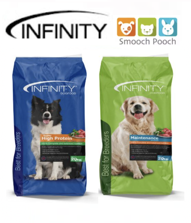 Green and white dog food outlet bag