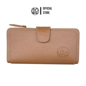 QXZ94 Dompet Wanita Kulit Sintetis Original Slot Kartu Panjang Besar Premium Lipat Polos Coklat