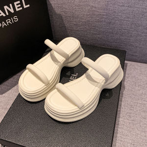 [Free Shipping] WomenS Slippers 2025 Summer New Collection Black Lightweight Thick-Soled Chunky-Heeled Single-Strap Design Fashionable Outdoor Sandals With A Height-Enhancing Effect