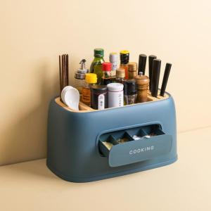 Vision Household Multifunctional Kitchen Storage Rack Seasoning Container Holder Tools with Spice Box Draining Design Seasoning Rack