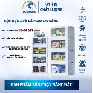Hộp Đựng Đồ Dùng Một Cửa Trong Suốt Thùng Đựng Đa Năng Có Thể Gấp Gọn Tiện Dụng