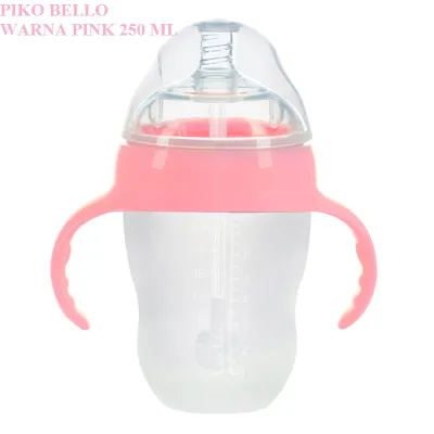 PIKO BELLO Botol susu Bayi Silikon silicon anti kolik dengan handle dan sedotan
