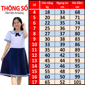 Áo đầm bé gái tiểu học cổ viền phối xanh lính thuỷ cute tùng váy xéo và xếp ly bung xoè xinh xắn bigsize tới 65kg