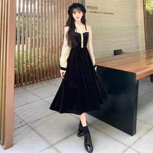 Đầm Nhung Xoè Dáng Dài Phối Hoạ Tiết Xinh Xắn - GK House 72 - Đầm Xoè Dáng Dài Đầm Nhung Phong Cách Tiểu Thư Sang Trọng