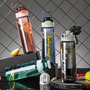 LIUJIR PP Bình nước thể thao 1000ml Chống rò rỉ Sức chứa lớn Ấm đun nước thể thao ngoài trời Bình tập thể dục di động Chống rơi Cốc nhựa nhiều màu Hoạt động ngoài trời