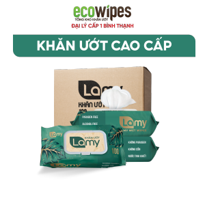 KHO BÌNH THẠNH_Thùng 24 gói khăn ướt Lamy không cồn không parabens cao cấp dành cho em bé gói 100 tờ