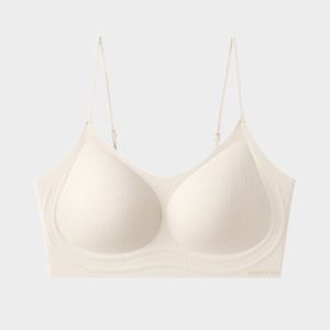 Maniyun Spaghetti Strap Bra Fixed Cup Jelly Soft Support Push Up Bra Women Non-wired Comfortable Seamless Bra