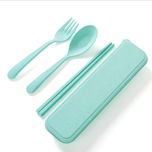 DROPASSIST 1967 READY STOCK 3 in 1 Cutlery Set Travel Dinnerware Tableware Chopsticks Spoon Fork With Box