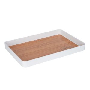 UNQIN Large Capacity Storage Tray Stackable Imitation Wood Food Serving Tray Japanese Inspired portable Dessert Fruit Tray Kitchen
