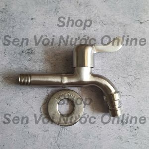 Vòi hồ gắn tường SUS304 Loại chân dài chân ren 21mm chiều dài sau lắp đặt 12cm
