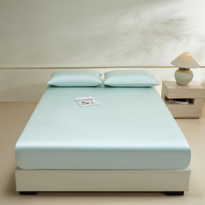 High End Lyocell Fiber Silky Fitted Sheet Queen Solid Color Ice Silk Mattress Cover Single Double Size Elastic Band Bed Sheets2026