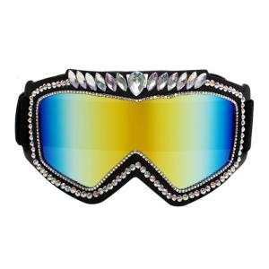 Vintage Rhinestones Goggles Cycling Sunglasses Colorful Sun Protecting Glasses for Outdoor Festivals