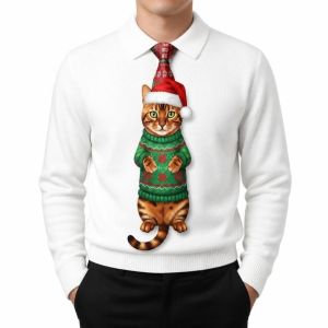 OWMXZL Nhẹ Cà vạt Giáng sinh độc đáo Vải satin In hình mèo Cà vạt in họa tiết động vật Độc đáo Sống động như thật Cà vạt dự tiệc vui nhộn Tiệc tùng Ngày lễ