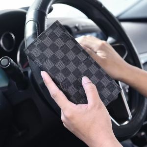 กระเป๋าสตางค์ผู้ชายยาวบางเฉียบผู้ถือบัตรกระเป๋าสตางค์