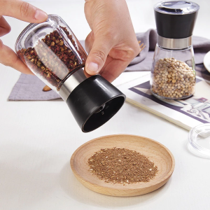 Black Pepper Grinder Kitchen Glass Bottle Manual Sea Salt Spices Grind Coarse Fine 研磨器 现磨器