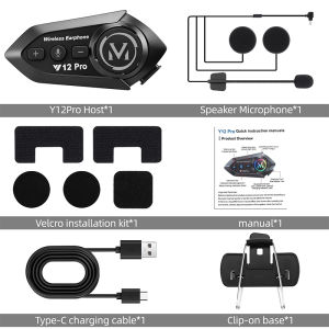 Y2pro Motorcycle Helmet Bluetooth Headset 500m Intercom BT5.4 with RGB Light for Full and Half Helmets