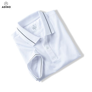 Áo thun nữ có cổ màu xanh biển phối viền ADINO vải polyester cotton không bai xù dáng công sở slimfit hơi ôm trẻ trung APN04