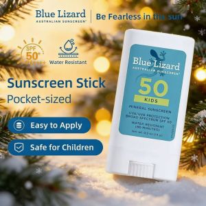 BLUE LIZARD Kids SPF 50 Mineral Sunscreen Stick 0.5oz Water Resistant No White Cast Oxybenzone Free Pocket-sized Travel Size Hydrating Facial SkincareEasy to Apply