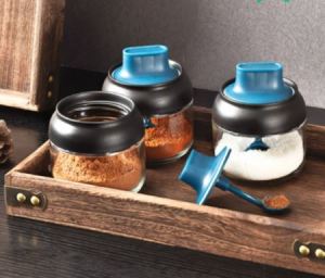 [Single/Bundle Set] Seasoning Salt Spice Condiment Glass Bottle Glass Jar with Spoon Kitchen GSE