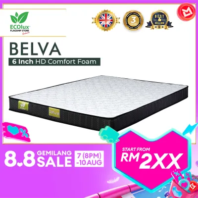 ECOlux - Belva 6 Inch / 8 Inch / 10 inch | HD Comfort Foam Mattress | Best Selling Mattress | Tilam | 3 Years Warranty