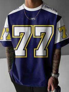 Phong cách Mỹ tay ngắn Retro thể thao đơn giản bình dân bóng bầu dục Jersey Áo phông dành cho nam