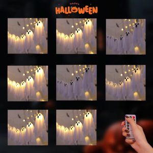 2.7M 10PCS Halloween Ghost LED String Lights  Hanging Ghost Decor for Home Yard Haunted House