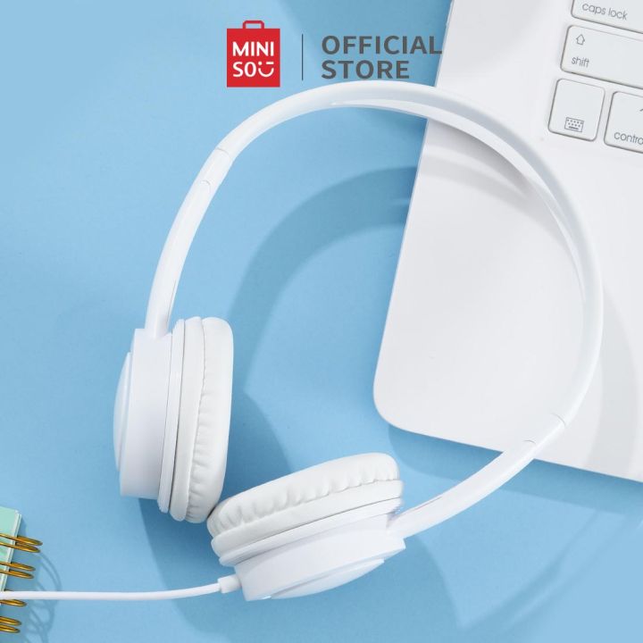 MINISO Headphone Headset Earphone On Ear Headphone Bando berkabel kecil dan  indah Musik Playing Game Gamer Bass Premium Noise Isolating Cancellation