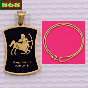 Mặt dây chuyền cung Nhân Mã - Sagittarius inox vàng kèm vòng cổ dây chuyền inox rắn vàng + móc inox vàng Cung hoàng đạo