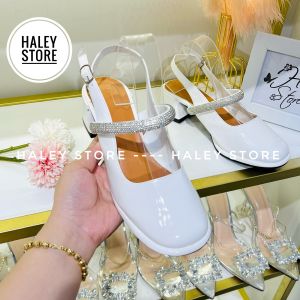Giày búp bê marry xoàn jane gót vuông 5cm HALEY STORE quai ngang đính đá xoàn tiểu thư công chúa cổ điển vintage lolita