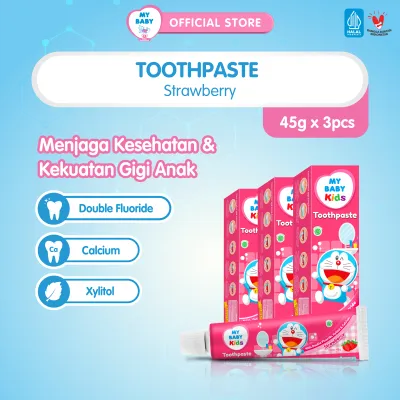 My Baby Kids Toothpaste Strawberry [45 gr / 3 pcs] - Pasta Gigi Anak Rasa Stroberi - Exp: 08.2027