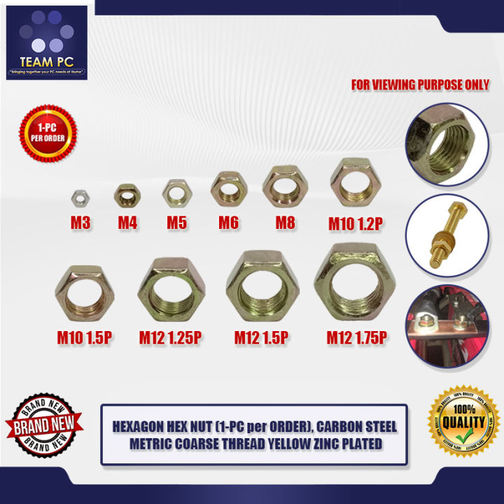 TEAM PC HEXAGON HEX NUT (1-PC per ORDER), CARBON STEEL METRIC COARSE ...