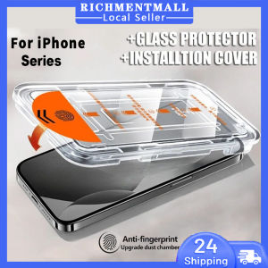 【🔥SG STOCK🔥】RICHMENTMALL Premium Easy Install Screen Protector Tempered Glass for iPhone 16e 15 14 13 12 11 X XS XR 16 Pro Max Plus Mini Screen Protector Auto Dust Removal 9H Hardness Anti-Fingerprint HD Clear Tempered Glas with Auto Alignment Kit
