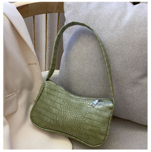 New fashion trendy small square bag ladies one-shoulder handbag pu material solid color crocodile pattern Japanese and Korean style inexpensive suitable for sweet girls (5 colors for your choice) Luss-102