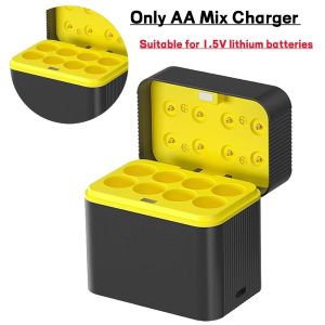 HEALMEYOU Nắp lật thông minh Bộ sạc pin lithium 15V AA/AAA 8 khe cắm Bộ sạc pin lithium 1.5V Di động Cổng loại C Hộp sạc pin Dành cho pin Lithium AAA/AA 1.5V