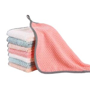 5/10Pc Absorbent Microfiber Cleaning Cloth Kitchen Towel Washing Dish Cloth with Hook Cleaning Towel