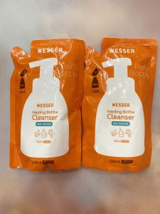 Nước rửa bình Wesser 500ml dạng chai có van tạo bọt thông minh và 500ml dạng túi tiết kiệm cho mẹ