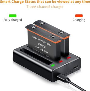 Charger Baterai Insta360 ONE X3 Fast Charging 3 Slot Battery Insta X3 dengan LED indikator