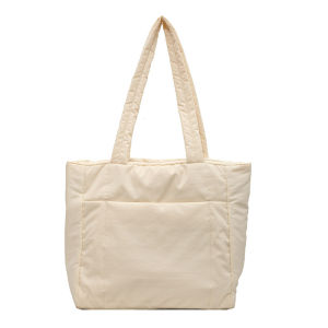 ทนต่อสิ่งสกปรก กระเป๋าโท้ต กระเป๋าถือ ความทนทาน กันน้ำและกันรอยเปื้อน ความจุขนาดใหญ่ กระเป๋าถือไนลอน กระเป๋าถือแฟชั่น ปกสีขาว ซิปเรียบ ความรู้สึกของแฟชั่น