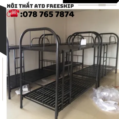giường tầng sắt 2 tầng đủ kích thước Dài 2m Ngang 80cm 1m 1m2 1m4 1m6 1m8 dành cho trẻ em người lớn