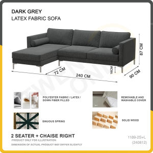 (TWENTYONE) Fabric Latex Sofa Series ( Available in 3 Seater / 2 Seater with Chsie / Covers are Removable and Washable)