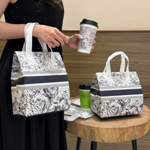 PREMIUM Thermal Alumunium Isulated TOTEBAG Tas alumunium cooler bag penahan panas dan dingin untuk Frozen Food in MODERNDIOR FLOWER BLUE 24x24x15cm
