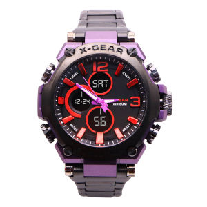 X-GEAR Watch ORIGINAL 50m Waterproof Stainless Steel Chain Strap Dual Time Digital Sport Watch Jam Tangan Lelaki XG3921