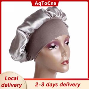 [COD] AqToCna Ship within 24 hours Solid Satin Bonnet Hair Styling Sleep Hat Wrap Shower Cap Hair Styling Tools