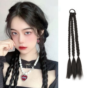 Sweet Cool Girls Long Braid Wig for Women Boxing Braids Hairstyle Hair Rope Punk Egirl Y2K Wig Hair Band Female Hair Accessories