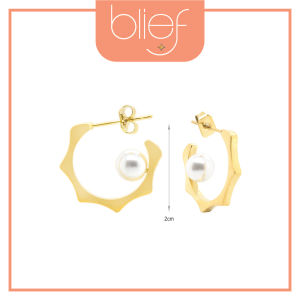Blief Plus+ QPP Pearl Studs Earrings Classic 24 Karat Gold or Medical Grade Stainless Steel Subang Telinga