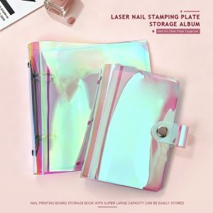 WAPKTY  Holographic Giá đỡ tấm dập móng tay Bìa mềm Đầy màu sắc Hộp đựng thẻ Di động Lá rời Hộp đựng chống bụi Dành cho đĩa vuông tròn