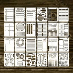 Journal Stencil Set for Dotted Journals Journalling Supplies/Accessories Kit for Time Saving Planner for Kids Adults 24