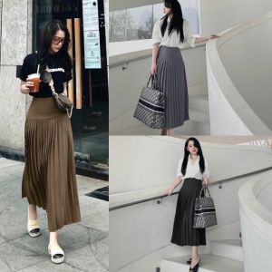 Chân Váy Xếp Ly Dáng Dài - Chân Váy Midi Xếp Ly Bản Cạp Cao Phong Cách Công Sở-HLS