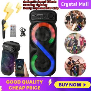 COD [Free Shipping]  Stunning Super Bass Quadruple Sound Effect Triple Karaoke Sound Effect Speaker Mobile Card Insertion Colorful Microphone Square Dance Large Volume Outdoor Bluetooth Speaker